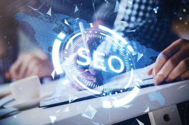 Adam el yazısı. Çift pozlama seo çizimleri ile.