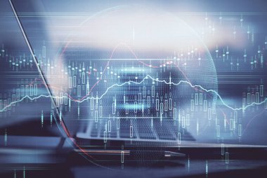 Borsa grafiği ve bilgisayar geçmişi olan tablolar. Çoklu maruz kalma. Mali analiz kavramı.