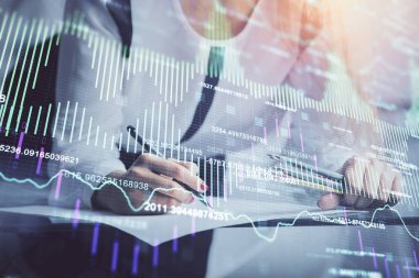 El Forex grafik renk ile notlar yapma çift pozlama. Hisse senedi piyasası konsepti.