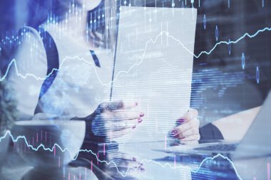 El Forex grafik renk ile notlar yapma çift pozlama. Hisse senedi piyasası konsepti.