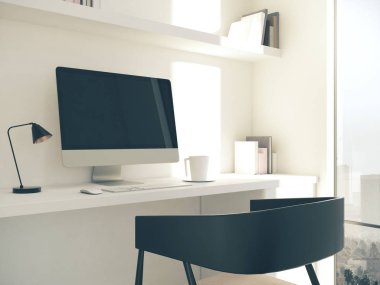 tezgah üzerinde siyah bilgisayar monitörü