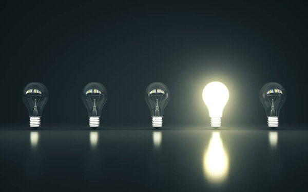 Многие лампы стоят в ряд
