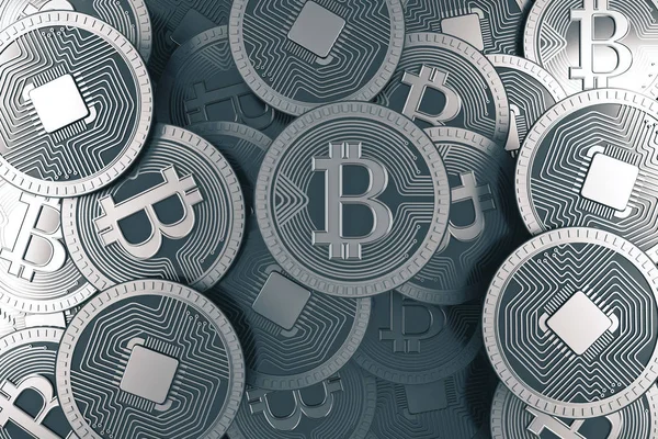 Срібні bitcoin фону — стокове фото