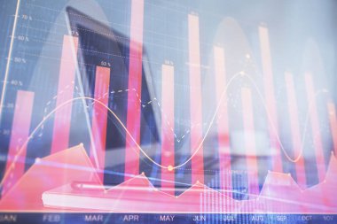 Borsa grafiği ve bilgisayar geçmişi olan tablolar. Çifte maruziyet. Mali analiz kavramı.