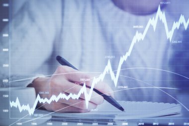 Forex tablosu WOMANS el notları arka plan alarak görüntülenir. Araştırma kavramı. Çoklu pozlama