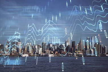 Gökdelenler, duvar kağıtları, çift pozlu eski şehir haritası. Finansal araştırma kavramı.