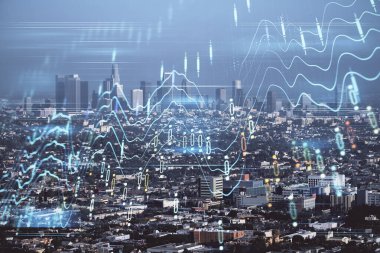 Gökdelenler, duvar kağıtları, çift pozlu eski şehir haritası. Finansal araştırma kavramı.