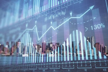 Gökdelenler, duvar kağıtları, çift pozlu eski şehir haritası. Finansal araştırma kavramı.