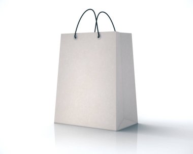 Boş beyaz kağıt alışveriş torbası.