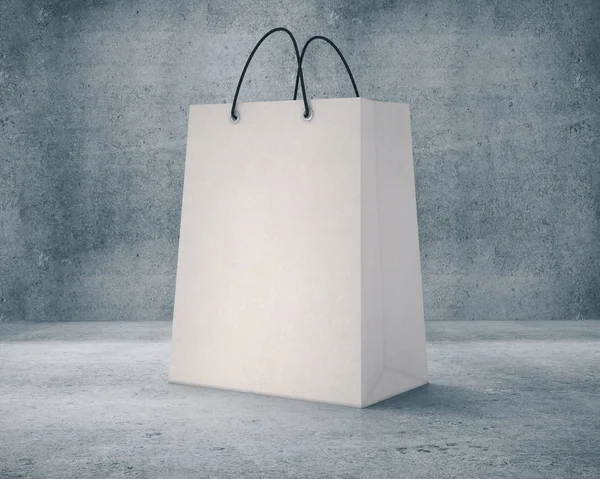 Bolsa de compras de papel blanco en blanco — Foto de Stock