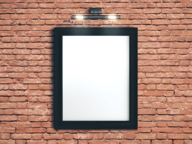 Kırmızı tuğlalı duvarda bir poster