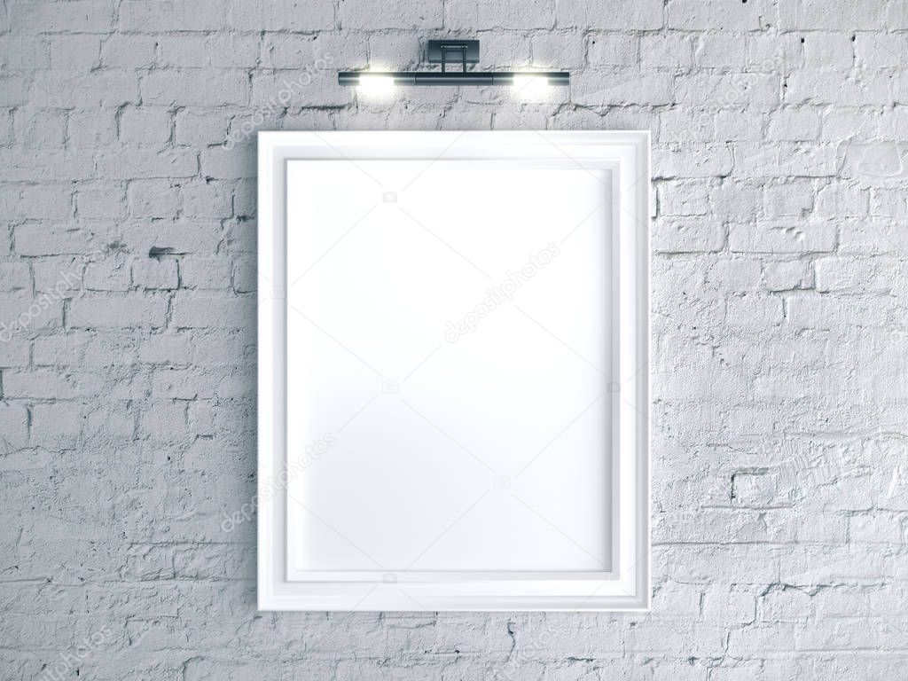 Blank poster on a brick wall.