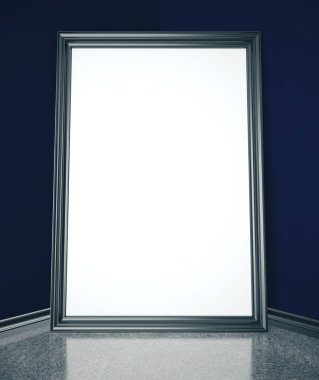 Mavi duvarda boş ilan panosu