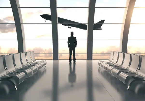 Επιχειρηματίας που στέκονται στο αεροδρόμιο — Φωτογραφία Αρχείου