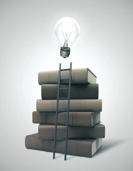 Stapel boeken met lamp — Stockfoto