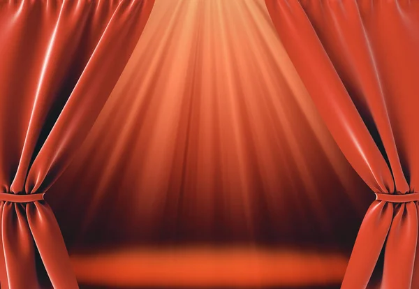 オープンの赤いカーテン. — ストック写真