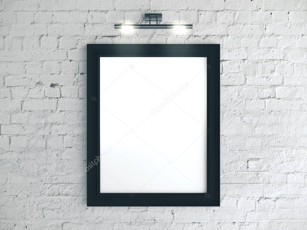Blank poster on a rick wall