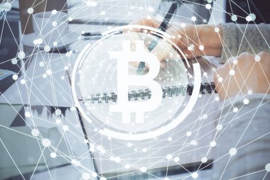 Şifreli para hologramı, kadınların el yazısı üzerine. Engelleme zinciri kavramı. Çoklu pozlama