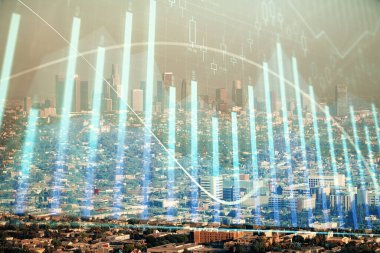 Gökdelenler, duvar kağıtları, çift pozlu eski şehir haritası. Finansal araştırma kavramı.