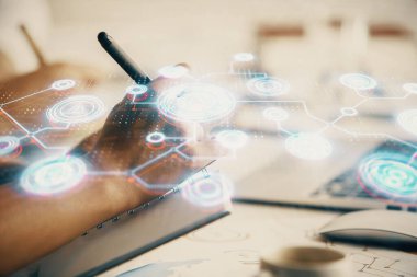 Not alan insanların üzerine sosyal ağ temasının çifte pozlandırılması. İnsan bağlantısı kavramı