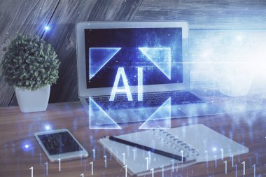 Bilgisayar ve teknoloji temalı Hud 'a çifte maruz kalma. Yenilik kavramı.