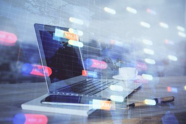 Bilgisayar ve teknoloji temalı Hud 'a çifte maruz kalma. Yenilik kavramı.