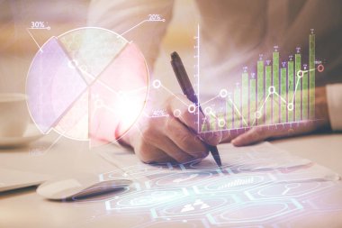 Mali ticaret şeması Man masaüstü arkaplanı ile çoklu pozlama.