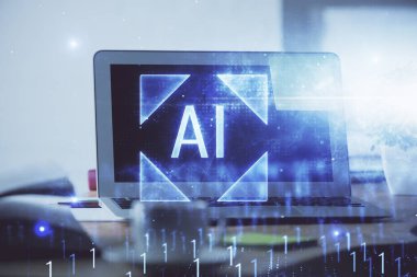 Bilgisayar ve teknoloji temalı Hud 'a çifte maruz kalma. Yenilik kavramı.