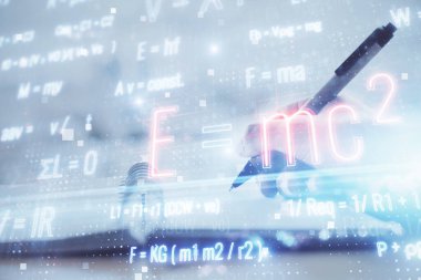 Fen formülü hologramı, kadınların ellerinin altyapısını belirler. Öğrenim anlayışı. Çift pozlama