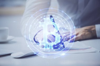 El becerisi olan bir iş adamı. Kripto para birimi kavramı.