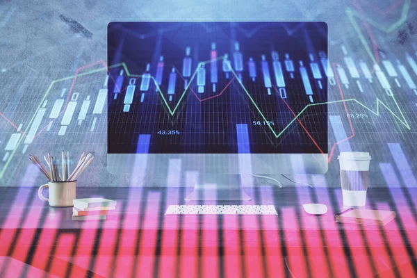 График Фондового Рынка Таблица Компьютерным Фоном Множественное Воздействие Концепция Финансового — стоковое фото