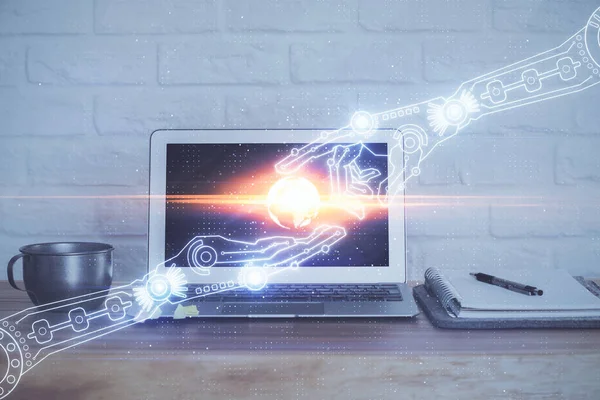 Bilgisayar ve teknoloji temalı Hud 'a çifte maruz kalma. Yenilik kavramı.