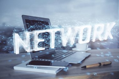 Bilgisayar ve teknoloji temalı Hud 'a çifte maruz kalma. Yenilik kavramı.