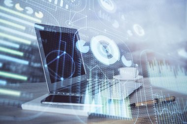 Bilgisayar ve teknoloji temalı Hud 'a çifte maruz kalma. Yenilik kavramı.