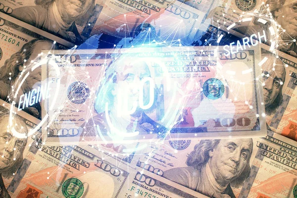 Şifreli Temanın Çoklu Pozu Bize Dolar Banknotları Arkaplanı Çiziyor Engelleme — Stok fotoğraf