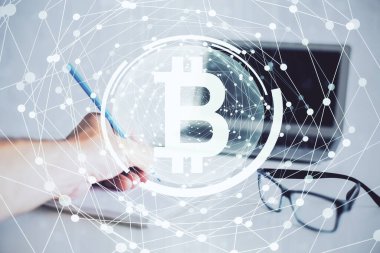 El becerisi olan bir iş adamı. Kripto para birimi kavramı.