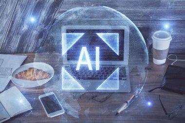 Bilgisayar ve teknoloji temalı Hud 'a çifte maruz kalma. Yenilik kavramı.