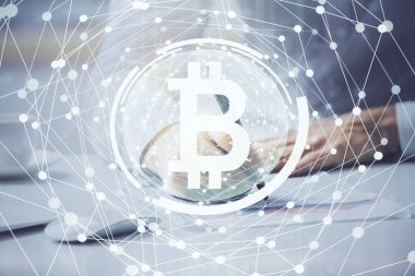 El becerisi olan bir iş adamı. Kripto para birimi kavramına çoklu maruz kalma.