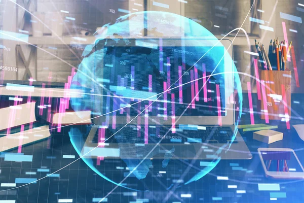 Multieksponering Forx Diagram Arbeidsrom Med Datamaskin Begrepet Internasjonal Handel Internett – stockfoto