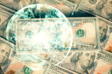 İşletme temasının çoklu pozu bize dolar banknotları üzerinden geçiyor. Finansal başarı kavramı.