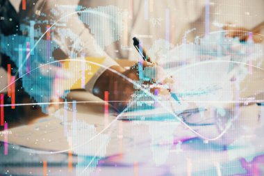 İşletme temasının arka planda not tutanların üzerine çizilmesi. Finans dünyası kavramı