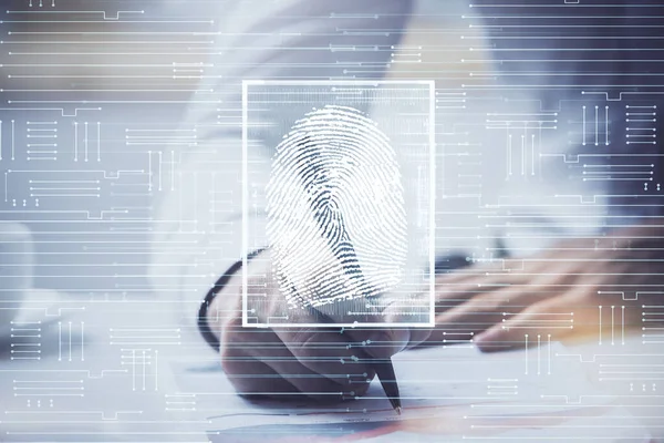 Сканирование Отпечатков Пальцев Обеспечивает Безопасный Доступ Биометрической Идентификацией Концепцией Будущего — стоковое фото