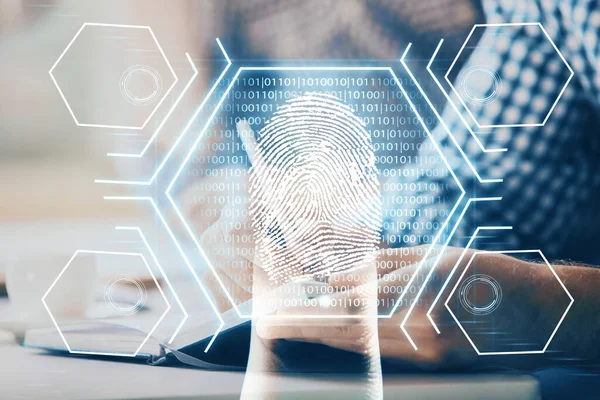 Snímání Otisků Prstů Poskytuje Bezpečný Přístup Biometrické Identifikaci Koncepci Budoucnosti — Stock fotografie