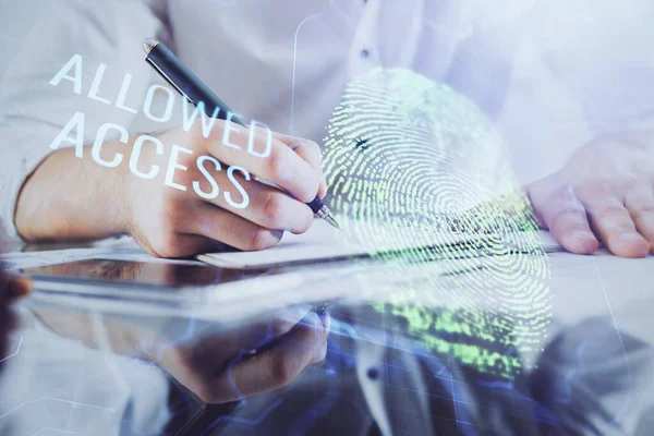 Fingeravtrycksläsning Ger Säker Åtkomst Med Biometrisk Identifiering Koncept För Framtiden — Stockfoto
