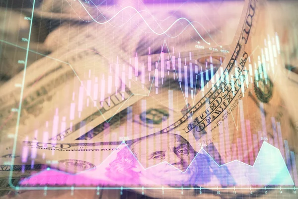 Önx Grafiğinin Arka Plandaki Dolarları Iki Katına Çıkarması Finans Piyasası — Stok fotoğraf