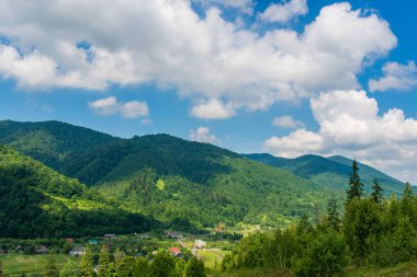 Doğa, manzara, dağlar, orman ağacı, güvercin gökyüzü