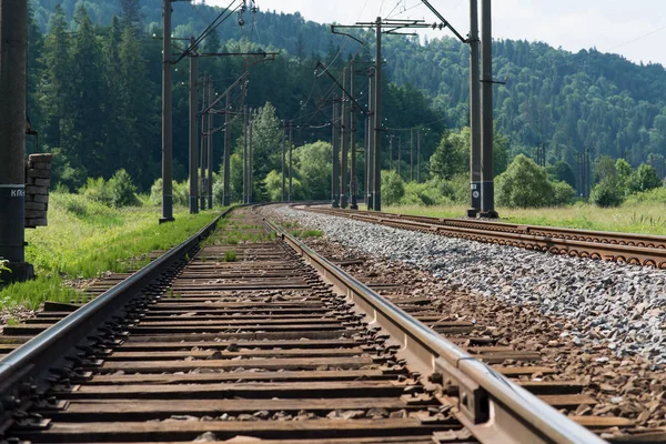 Demiryolu tuval, demiryolu parça, dağ diken diken, dağlar orman, ağaçlar, dağlar demiryolu parça