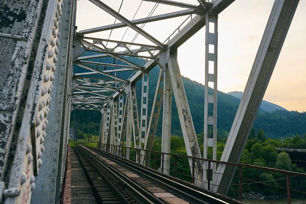 railroad track, railroad bridge railroad in the mountains