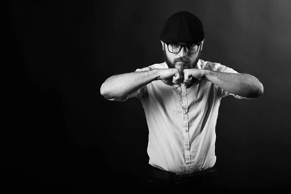 Jeune Homme Beau Dans Des Lunettes Avec Une Barbe Une — Photo