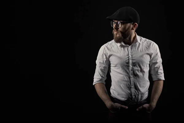 Portrait Jeune Homme Lunettes Avec Une Barbe Une Moustache Dans — Photo